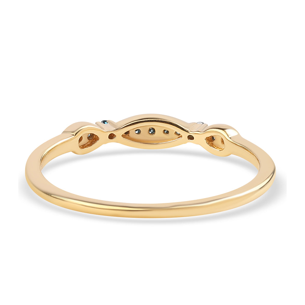 Anillo de Plata Bañada en Oro con Diamante Azul 2 