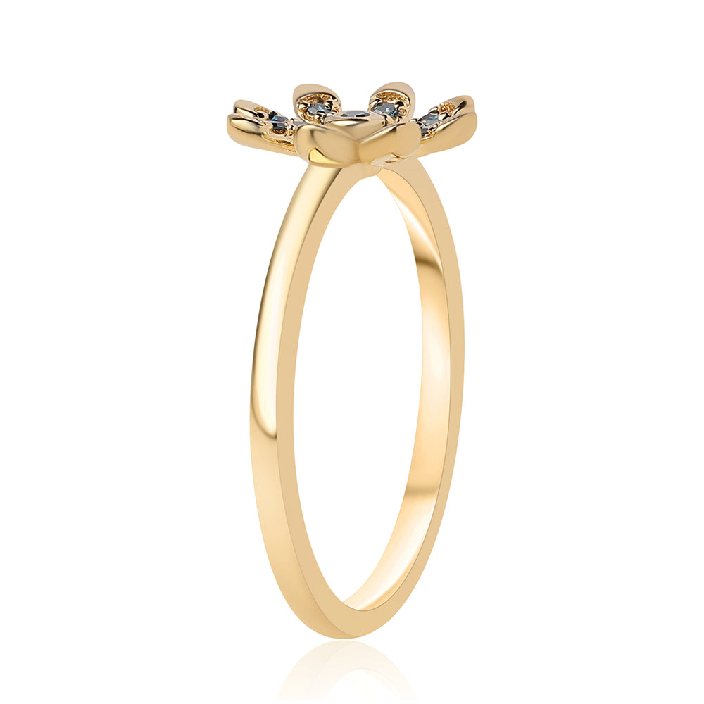Anillo de Plata Bañada en Oro con Diamante Azul 3 