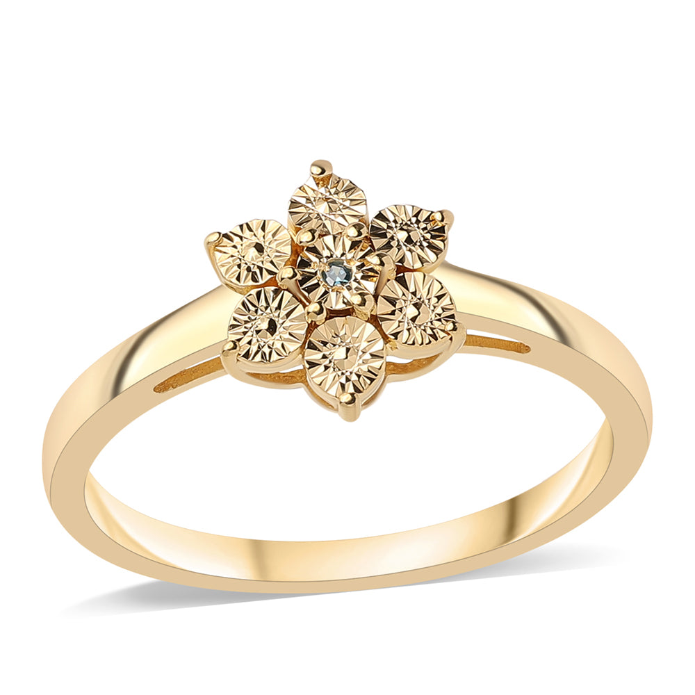 Anillo de Plata Bañada en Oro con Diamante Azul 1 