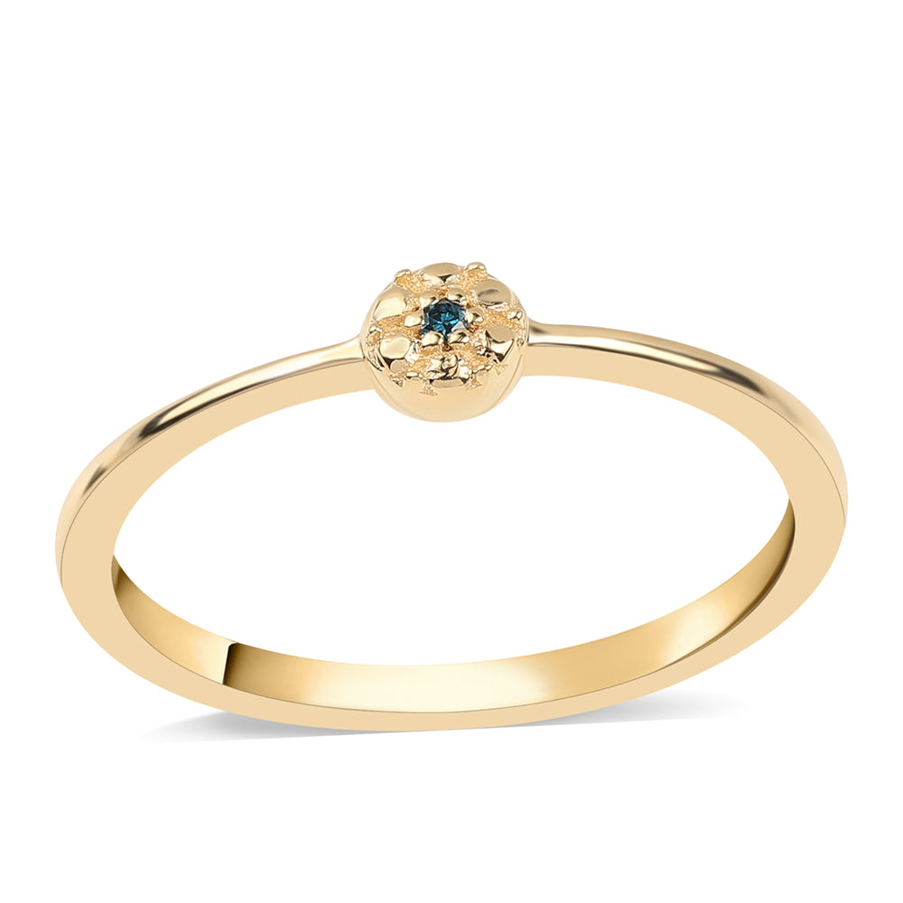 Anillo de Plata Bañada en Oro con Diamante Azul 1 