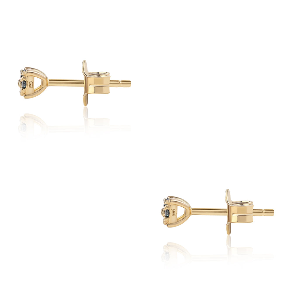 Pendientes de Plata Bañada en Oro con Diamante Azul 2 