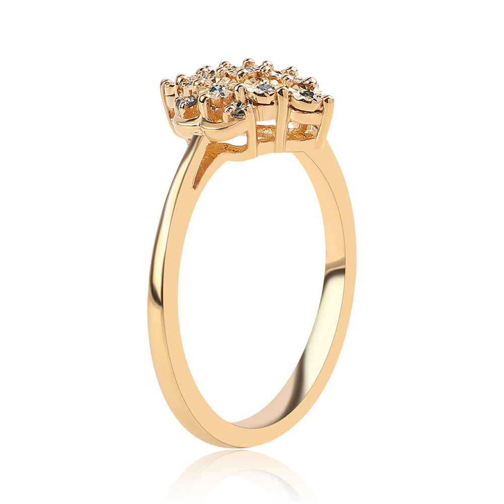 Anillo de Plata Bañada en Oro con Diamante Azul 3 