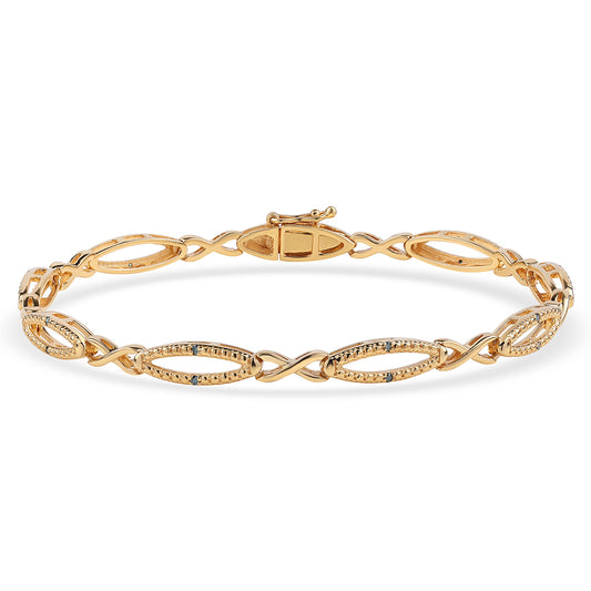 Pulsera de Plata Bañada en Oro con Diamante Azul