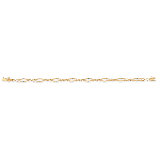 Pulsera de Plata Bañada en Oro con Diamante Azul