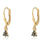 Pendientes de Plata Bañada en Oro con Diamante Azul y Diamante blanco