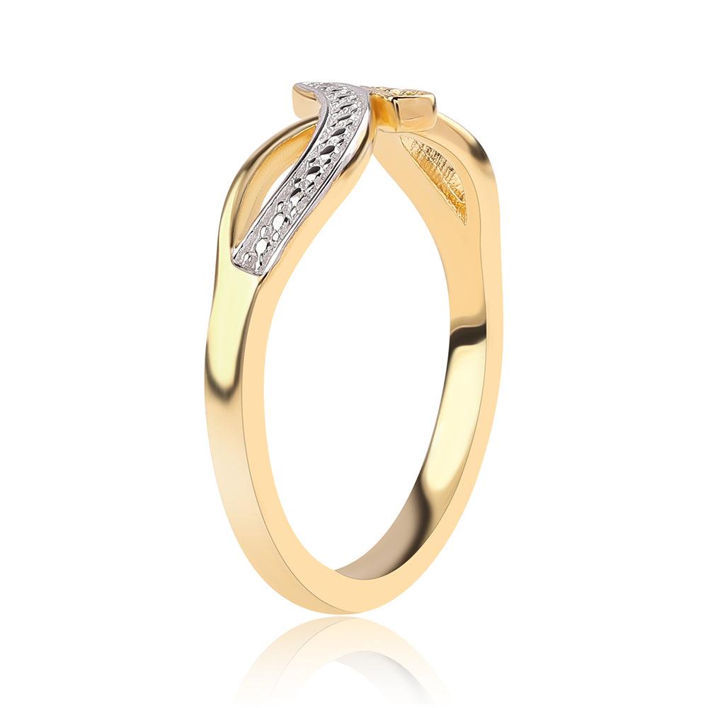 Anillo de Plata Bañada en Oro con Diamante Azul y Topacio Blanco 3 