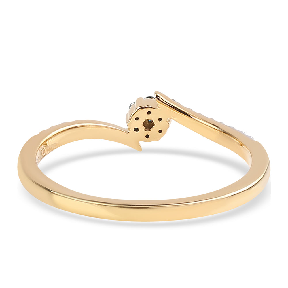 Anillo de Plata Bañada en Oro con Diamante Azul y Diamante blanco 2 