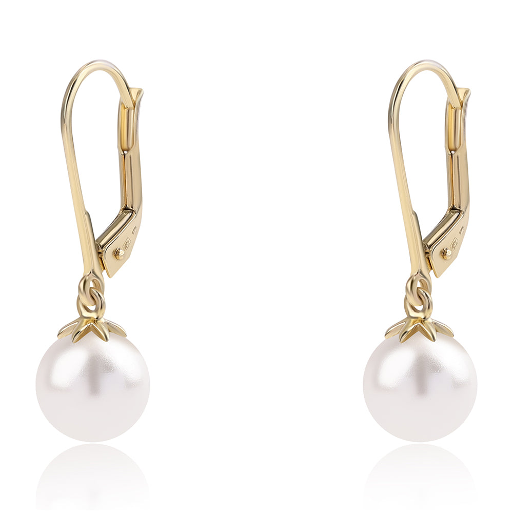 Pendientes de Oro 9K con Perla blanca de agua dulce 1 