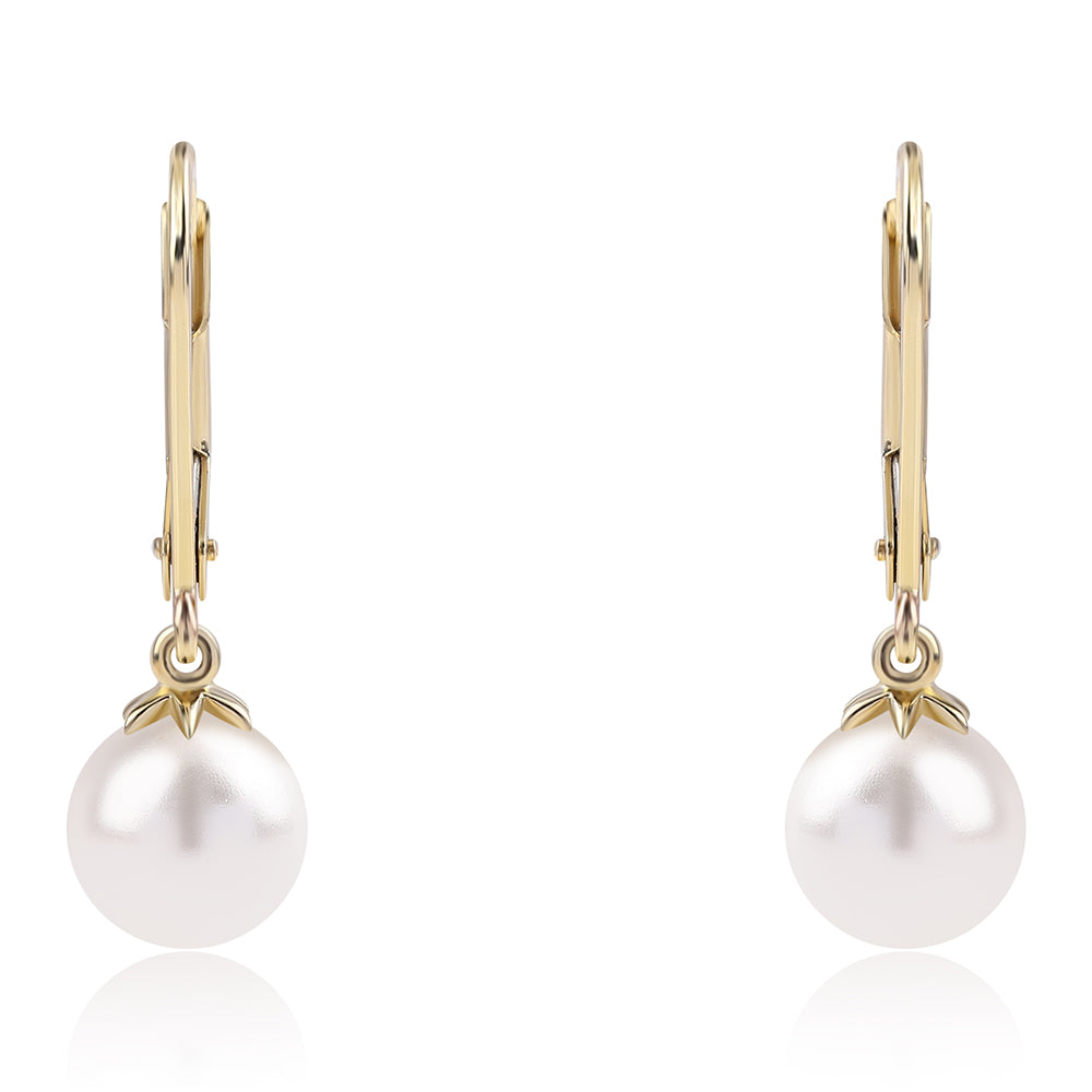 Pendientes de Oro 9K con Perla blanca de agua dulce 2 