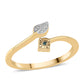 Anillo de Plata Bañada en Oro con Diamante Azul