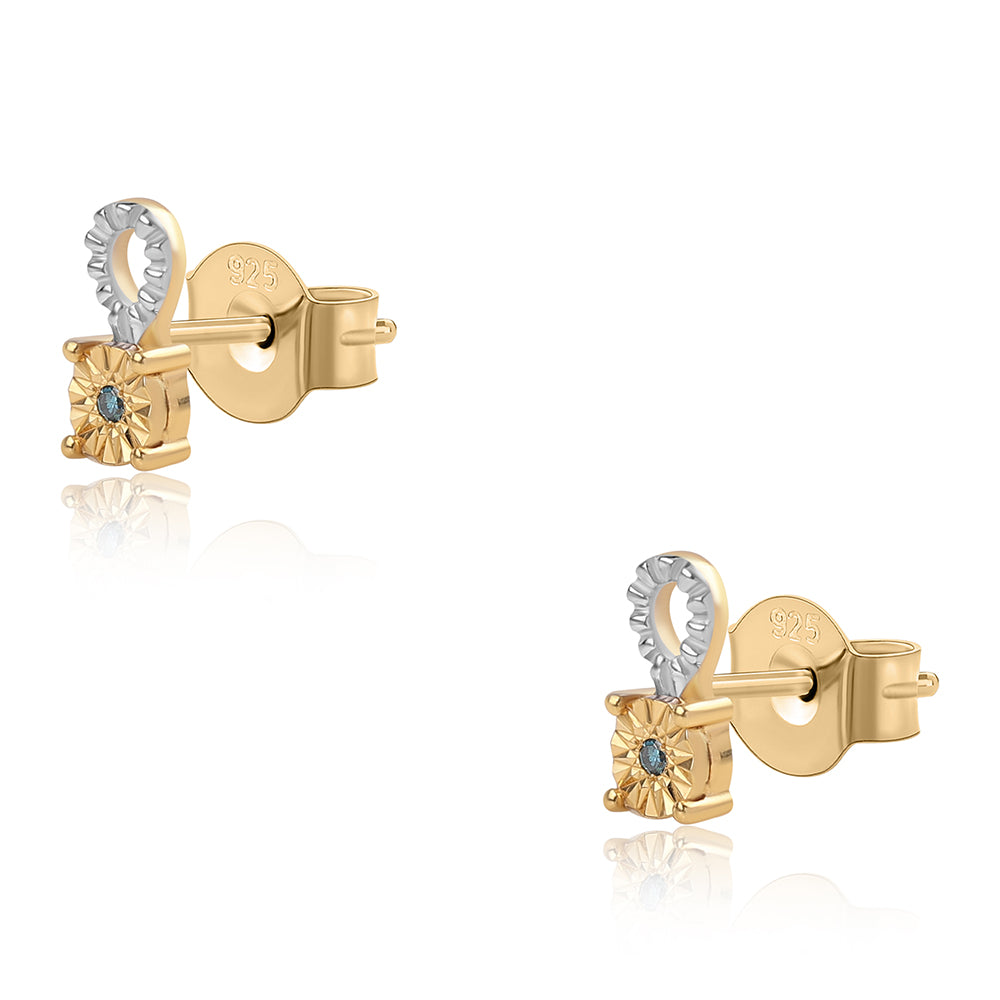 Conjunto de Plata Bañada en Oro con Diamante Azul ( Pendientes +Anillo +Colgante )