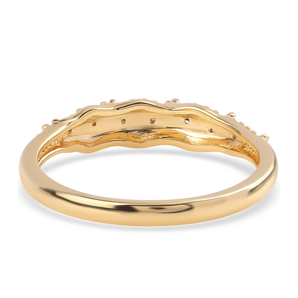 Anillo de Plata Bañada en Oro con Diamante Azul y Diamante blanco 2 