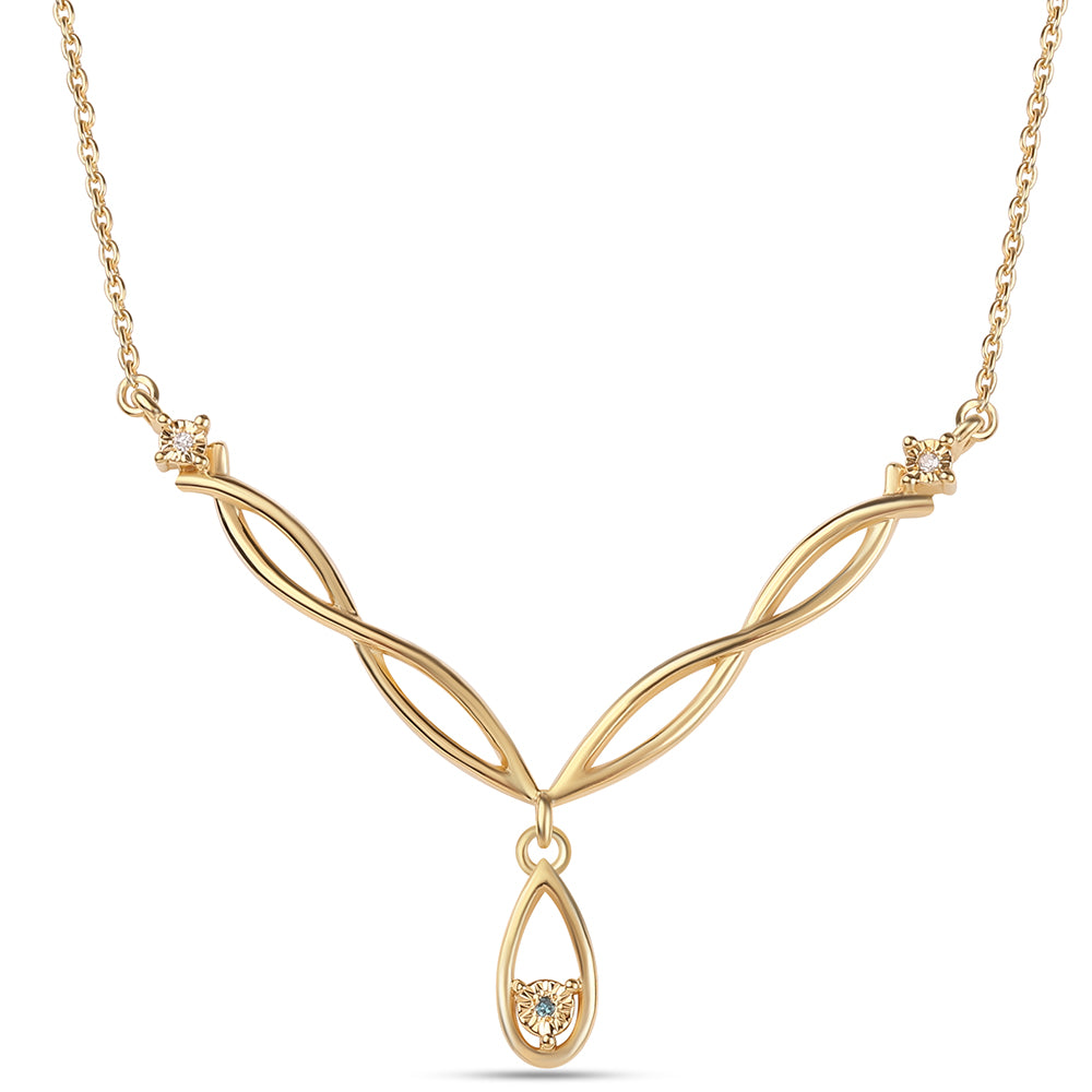 Collar de Plata Bañada en Oro con Diamante Azul y Diamante blanco 1 