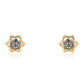 Pendientes de Plata Bañada en Oro con Diamante Azul