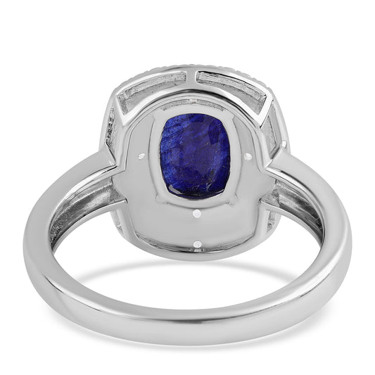Anillo de Plata con Zafiro Azul Australiano y Topacio Blanco