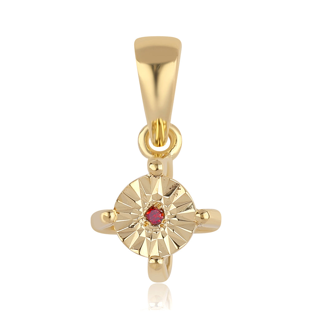 Conjunto de Plata Bañada en Oro con Diamante Rojo ( Pendientes +Anillo +Colgante )