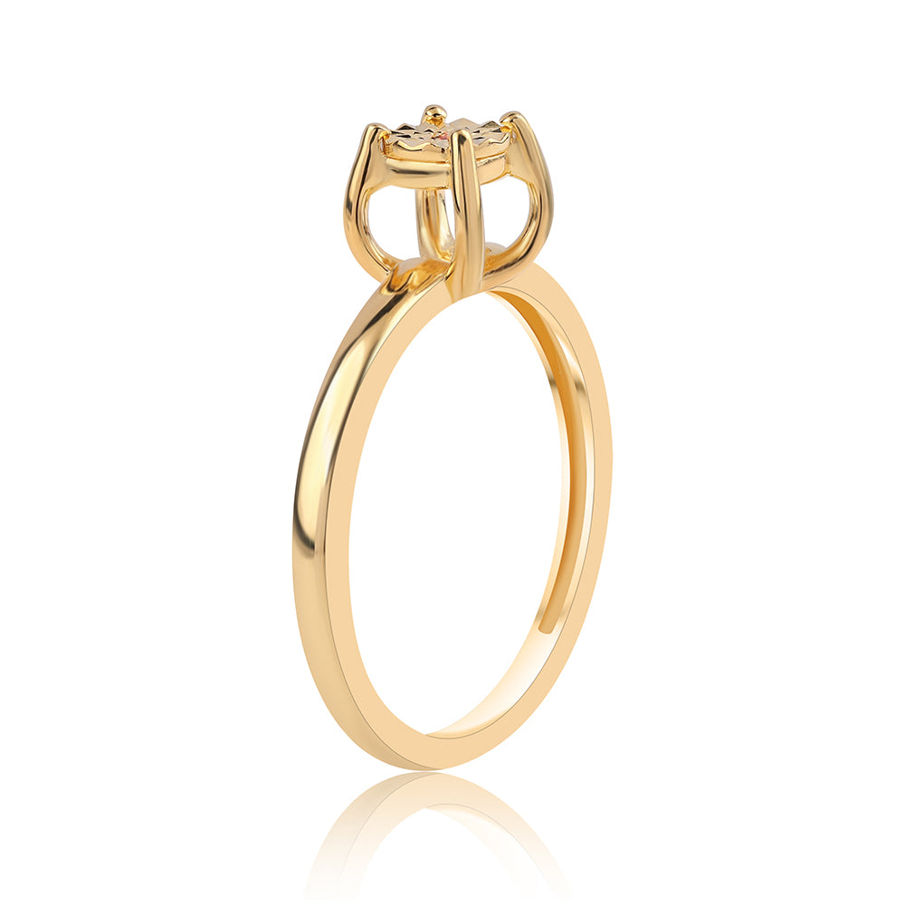 Conjunto de Plata Bañada en Oro con Diamante Rojo ( Pendientes +Anillo +Colgante )