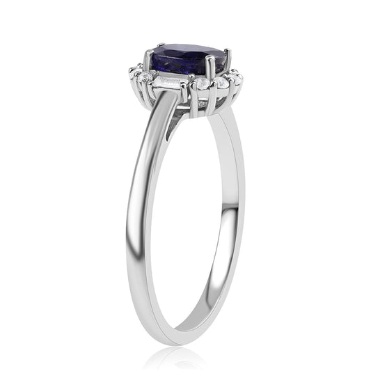Anillo de Plata con Zafiro Azul Australiano y Topacio Blanco