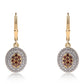 Pendientes de Plata Bañada en Oro con Diamante Rojo y Diamante blanco