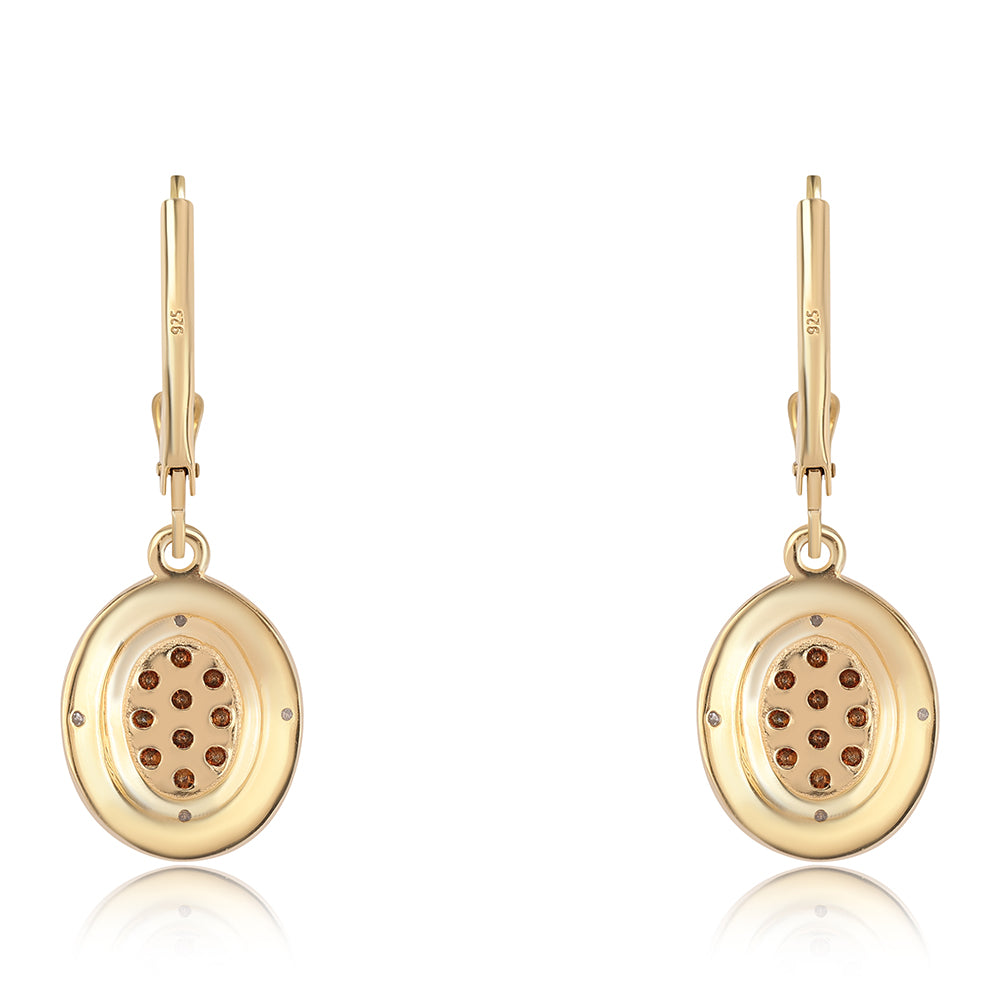 Pendientes de Plata Bañada en Oro con Diamante Rojo y Diamante blanco 2 