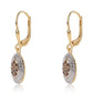 Pendientes de Plata Bañada en Oro con Diamante Rojo y Diamante blanco