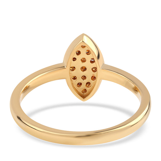 Anillo de Plata Bañada en Oro con Diamante Rojo
