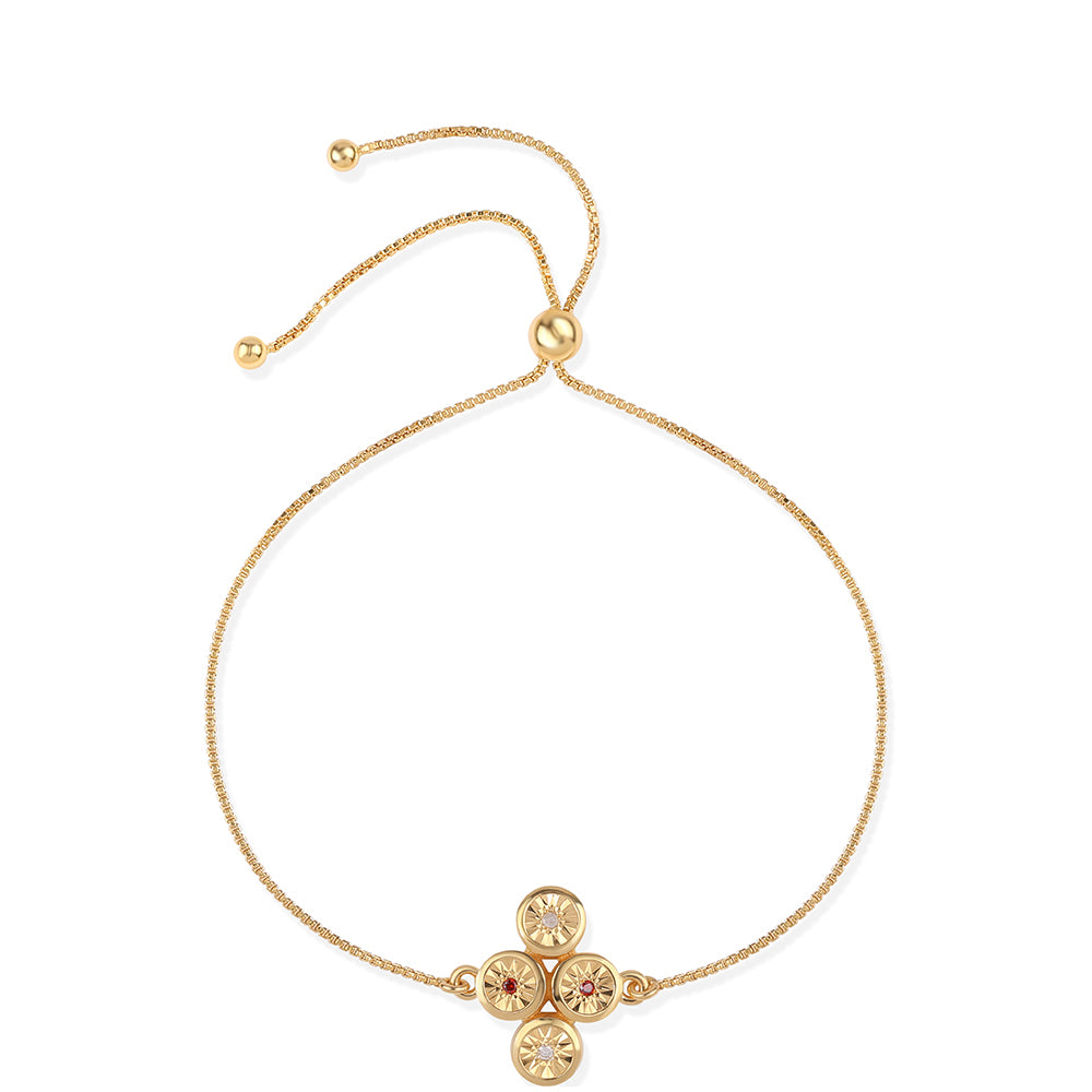 Pulsera de Plata Bañada en Oro con Diamante Rojo y Diamante blanco 1 