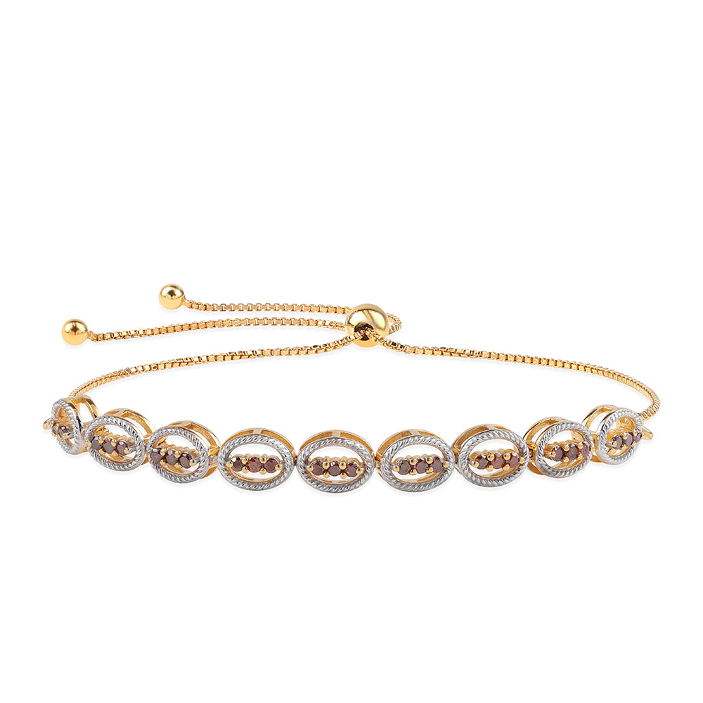 Pulsera de Plata Bañada en Oro con Diamante Rojo 1 