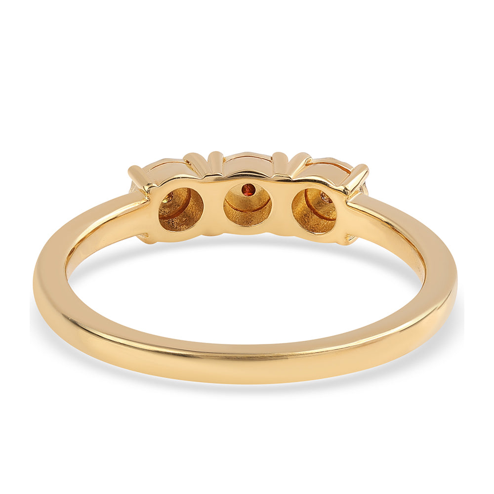 Anillo de Plata Bañada en Oro con Diamante Rojo 2 