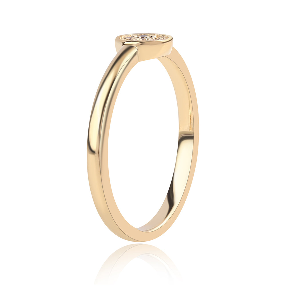 Anillo de Plata Bañada en Oro con Diamante Rojo 3 