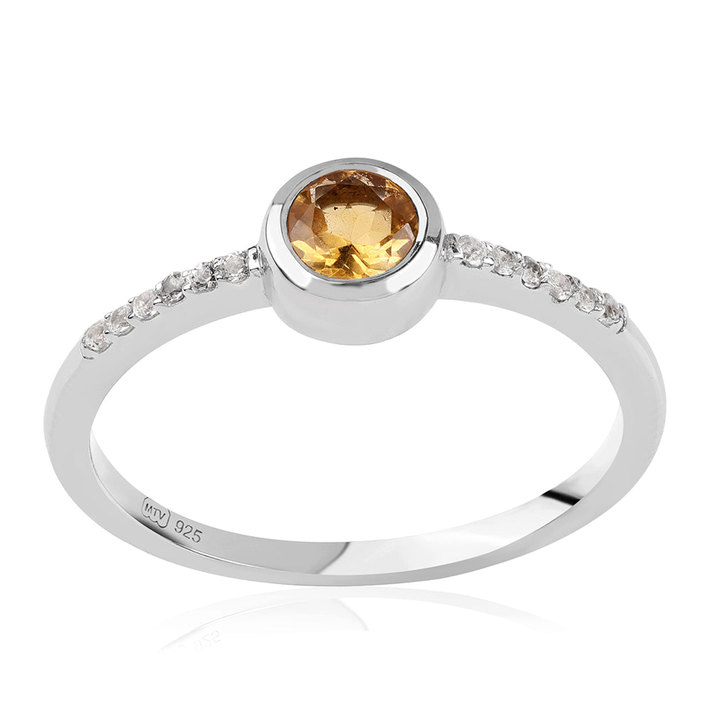 Anillo de Plata con AA Citrino de Brasil y Topacio Blanco 1 