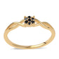 Anillo de Plata Bañada en Oro con Diamante Negro
