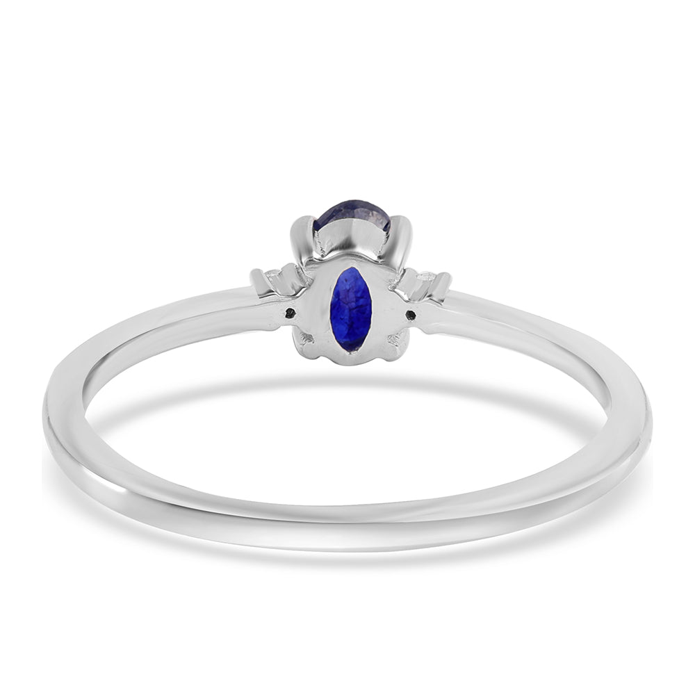 Anillo de Plata con Zafiro Azul Australiano y Topacio Blanco 2 