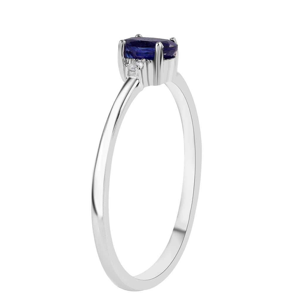 Anillo de Plata con Zafiro Azul Australiano y Topacio Blanco 3 