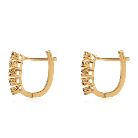 Pendientes de Plata Bañada en Oro con Diamante Negro