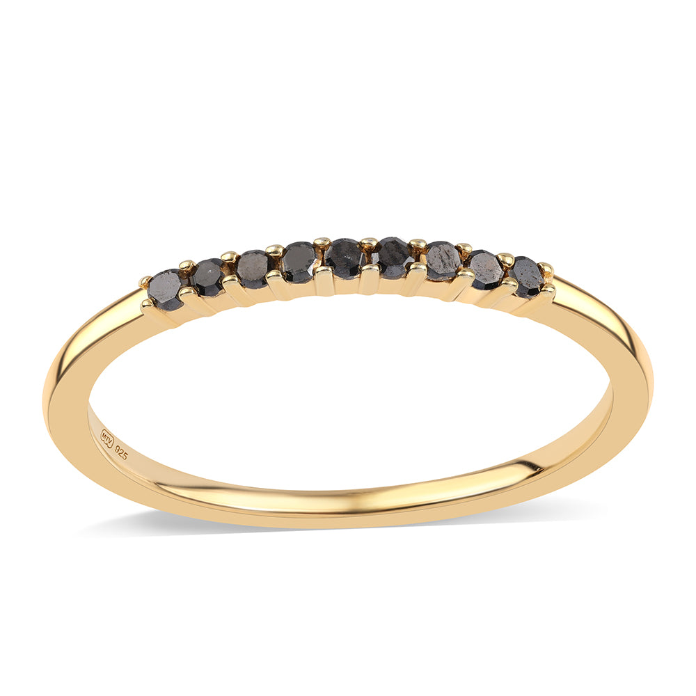 Anillo de Plata Bañada en Oro con Diamante Negro