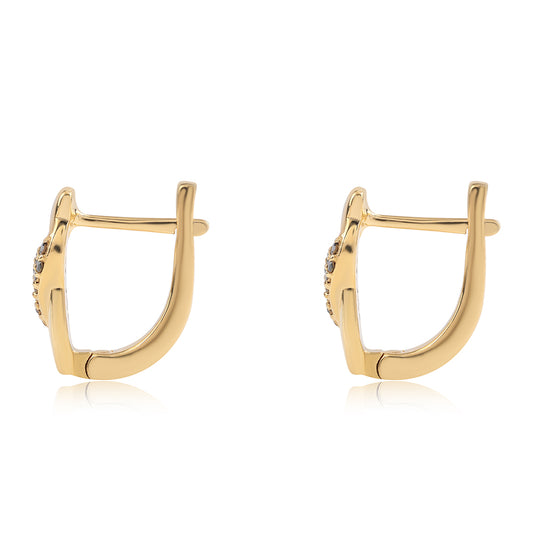 Pendientes de Plata Bañada en Oro con Diamante Negro