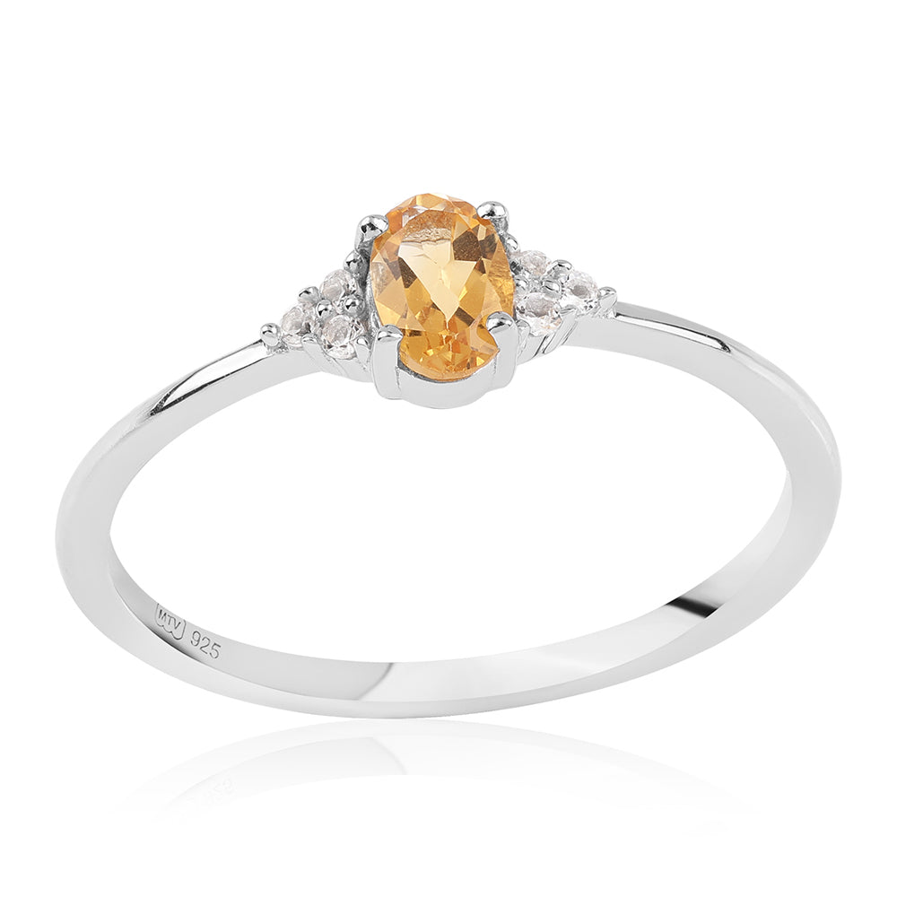 Anillo de Plata con AA Citrino de Brasil y Topacio Blanco 1 