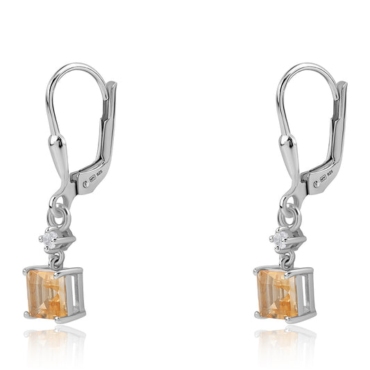 Pendientes de Plata con AA Citrino de Brasil y Topacio Blanco
