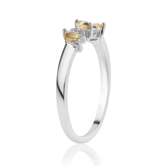Anillo de Plata con AA Citrino de Brasil y Topacio Blanco