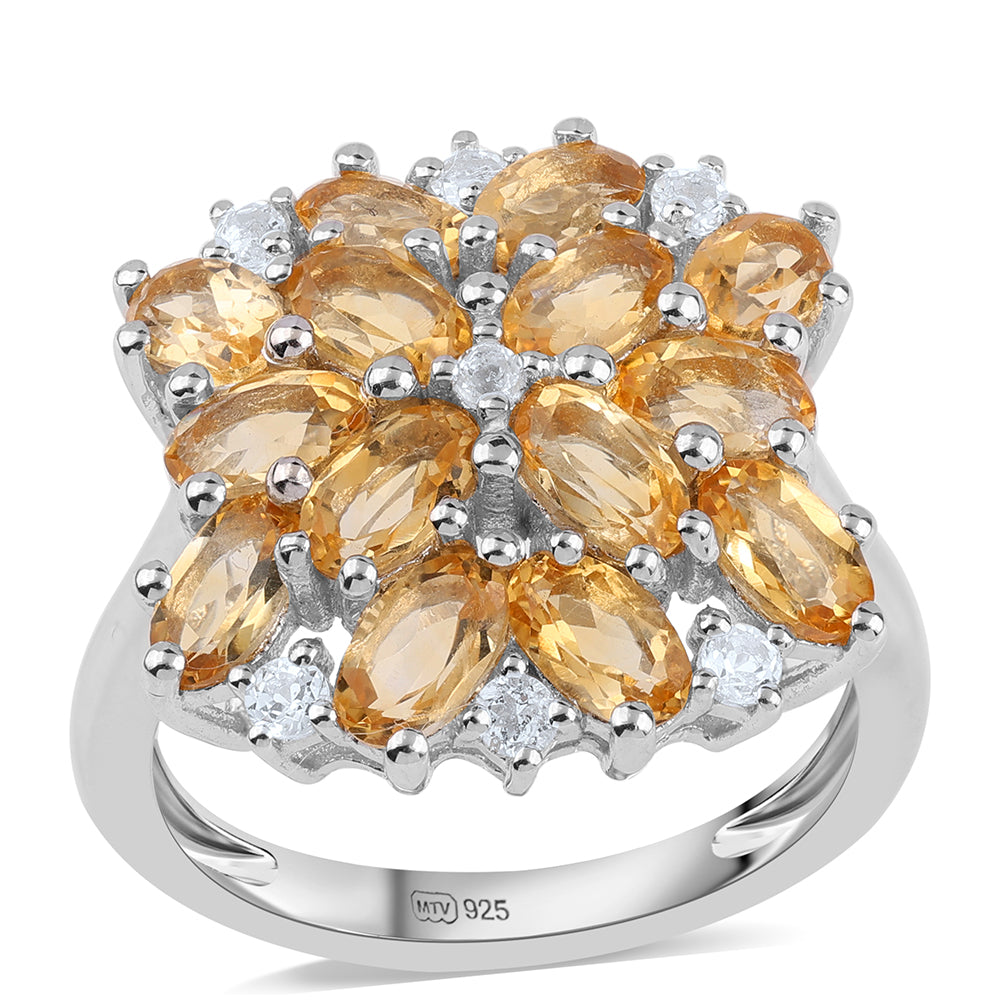 Anillo de Plata con AA Citrino de Brasil y Topacio Blanco 1 