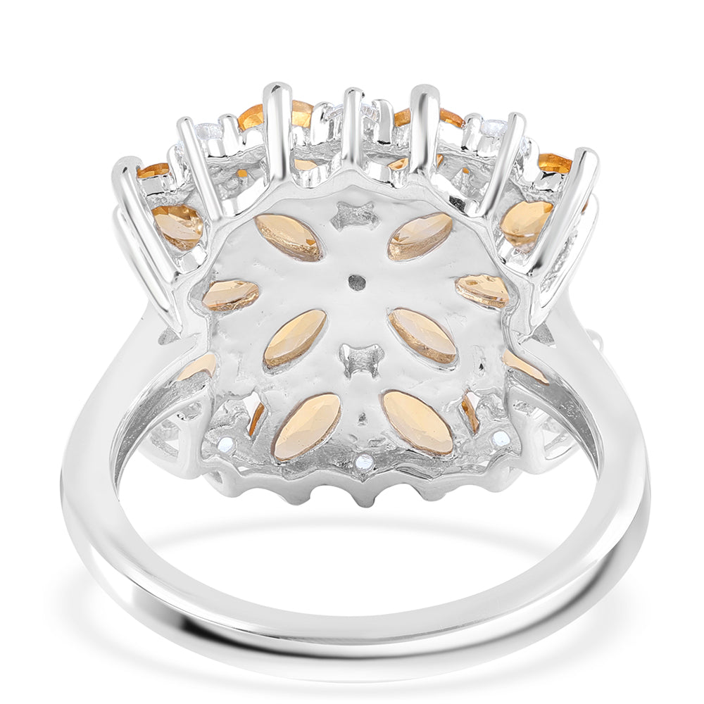 Anillo de Plata con AA Citrino de Brasil y Topacio Blanco 3 