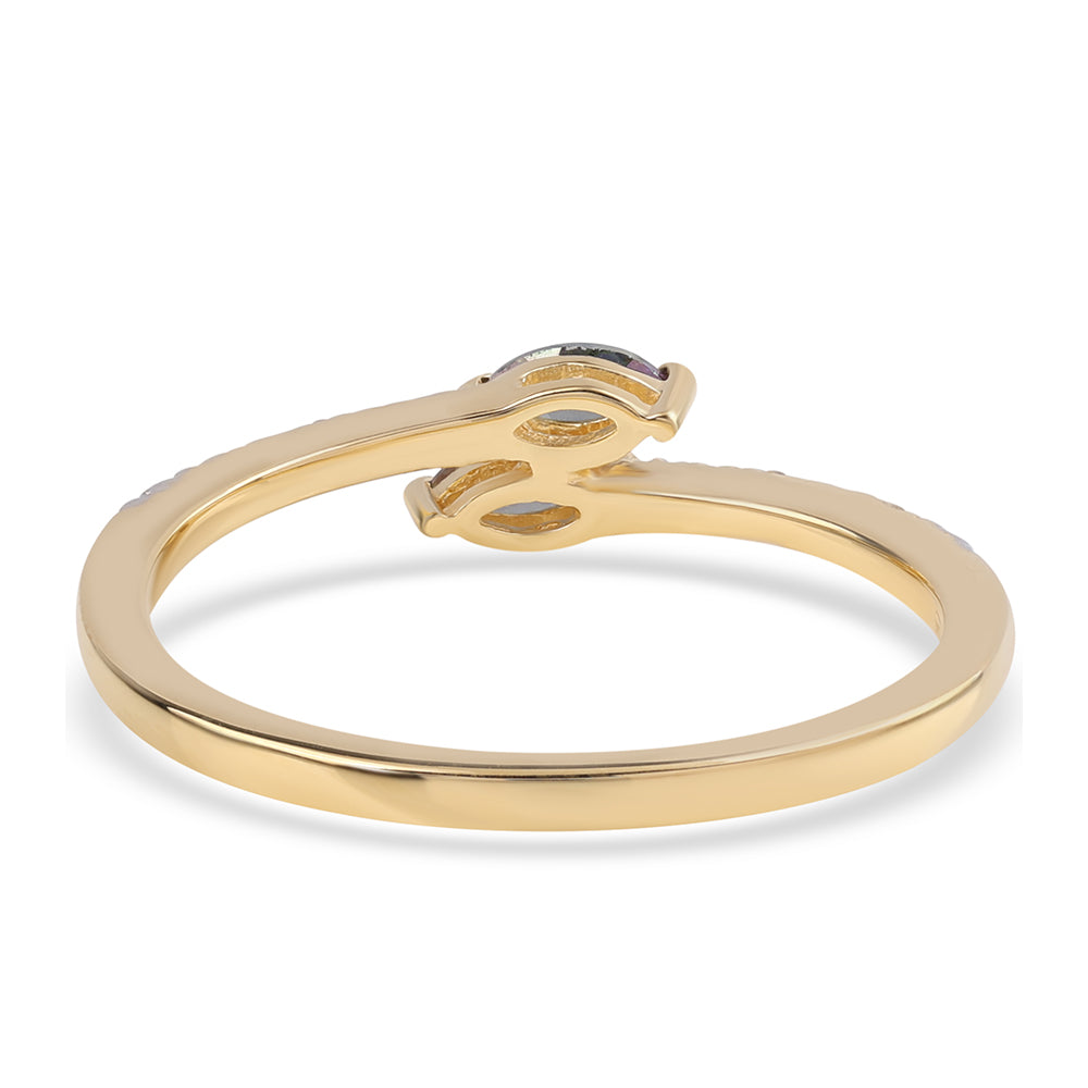 Anillo de Plata Bañada en Oro con Topacio Místico y Topacio Blanco 3 