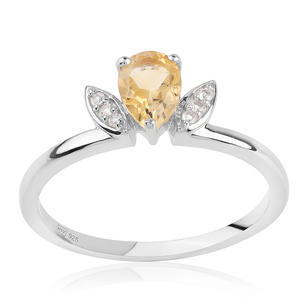 Anillo de Plata con AA Citrino de Brasil y Topacio Blanco 1 