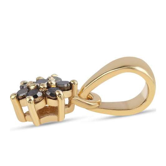 Colgante de Plata Bañada en Oro con Diamante Negro