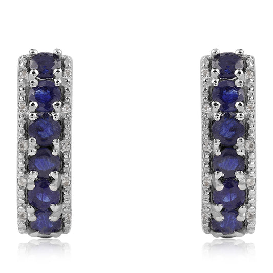 Pendientes de Plata con Zafiro Azul Australiano y Topacio Blanco