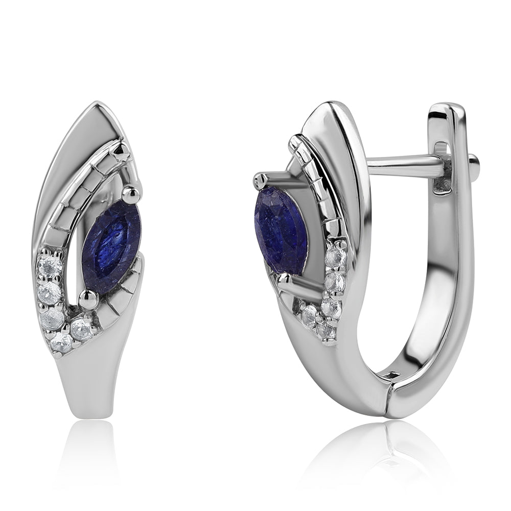 Pendientes de Plata con Zafiro Azul Australiano y Topacio Blanco 1 
