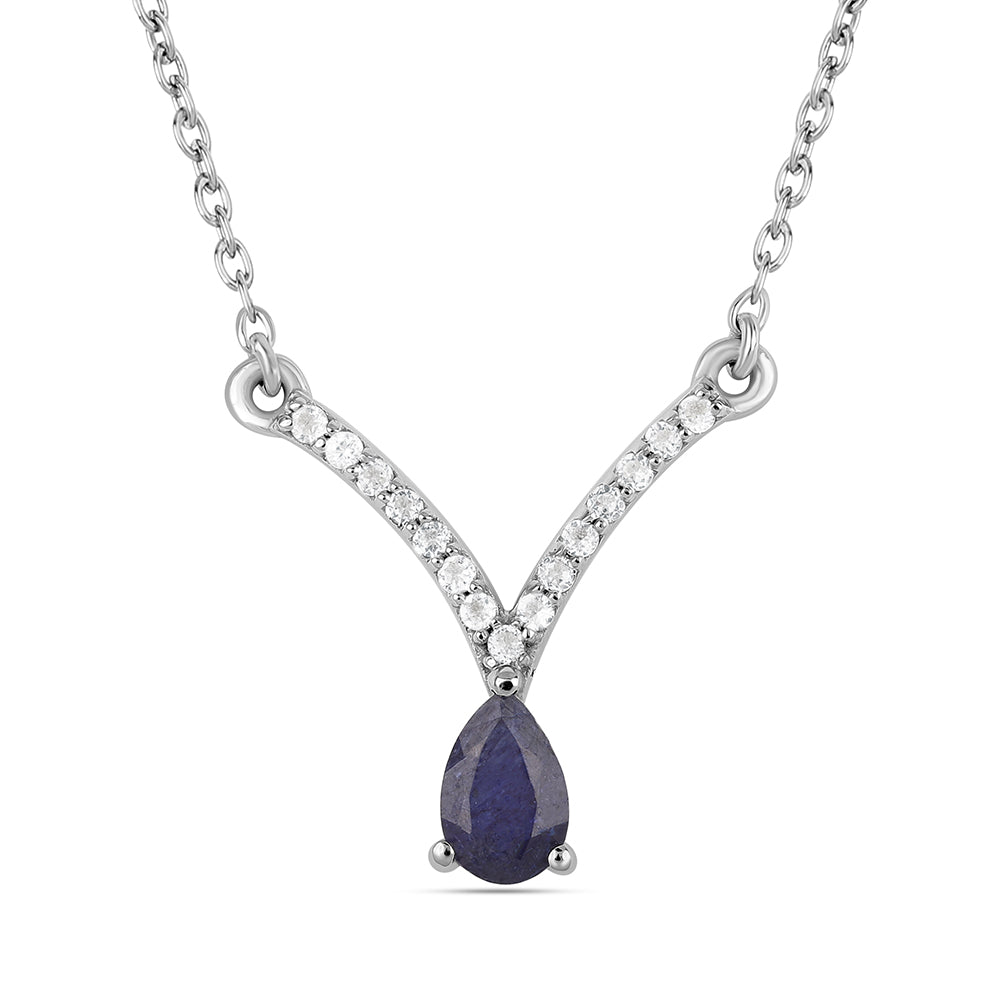 Collar de Plata con Zafiro Azul Australiano y Topacio Blanco 1 