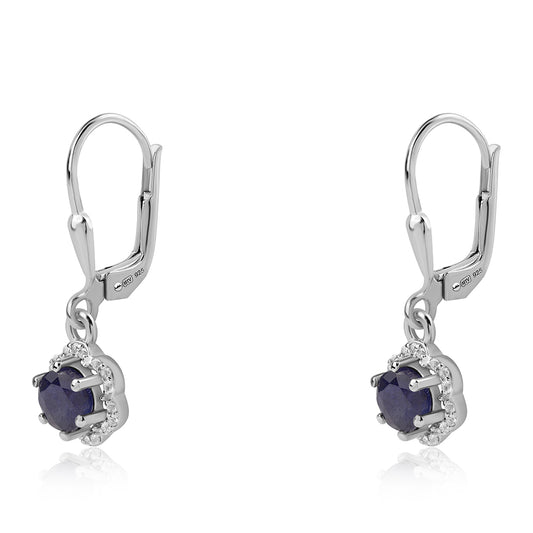 Pendientes de Plata con Zafiro Azul Australiano y Topacio Blanco