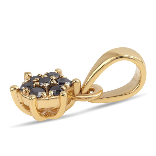 Colgante de Plata Bañada en Oro con Diamante Negro